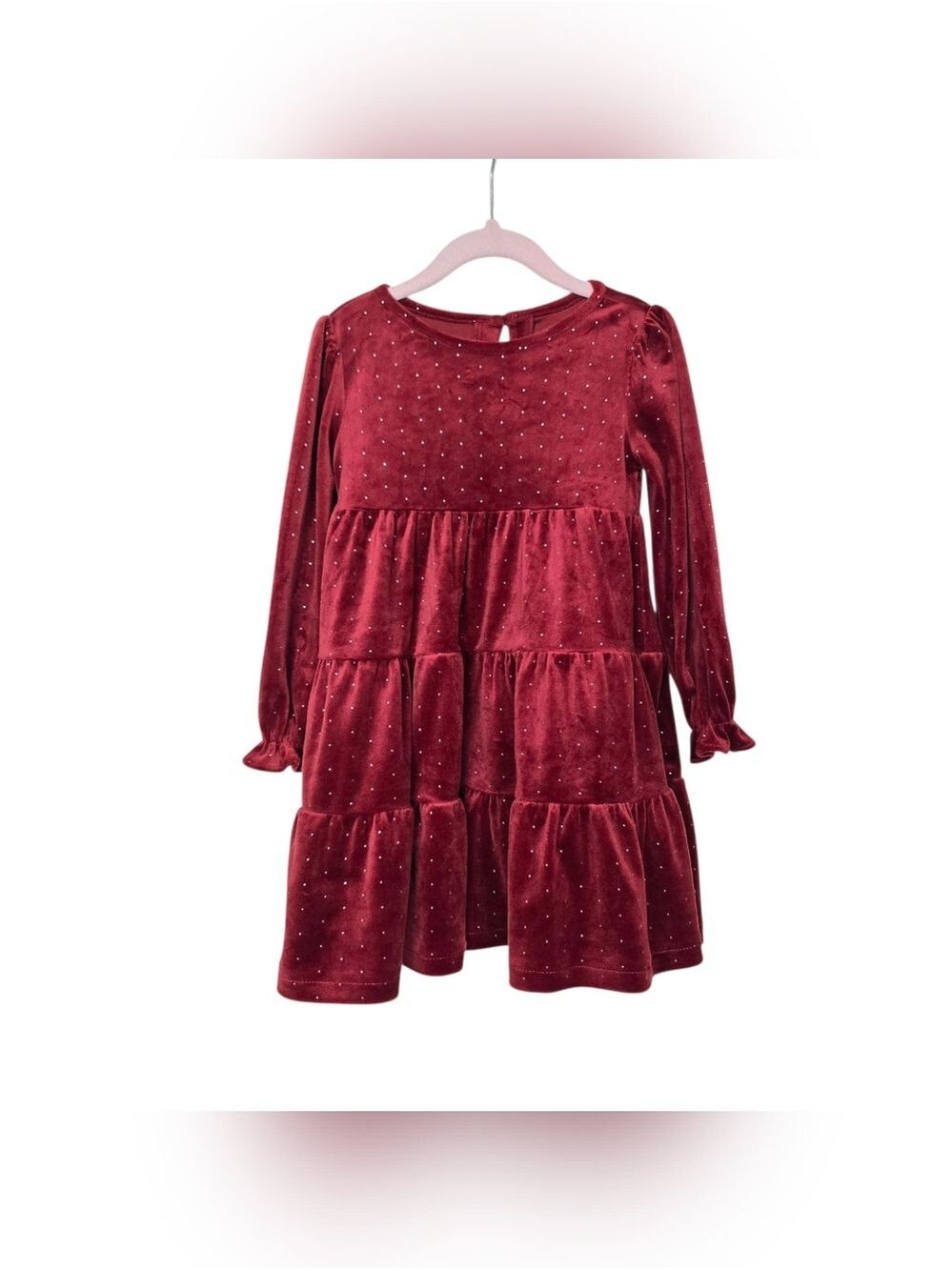 Tahari Red Long Sleeves Tiered Dress Holiday Keyhole Toddler Girl 4T